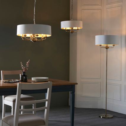 Endon 98934 - Hanglamp aan een ketting HIGHCLERE 3xE14/40W/230V wit/messing