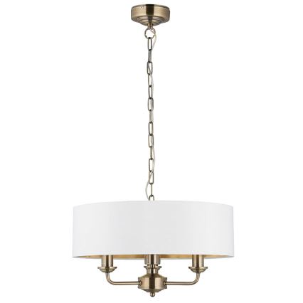 Endon 98934 - Hanglamp aan een ketting HIGHCLERE 3xE14/40W/230V wit/messing