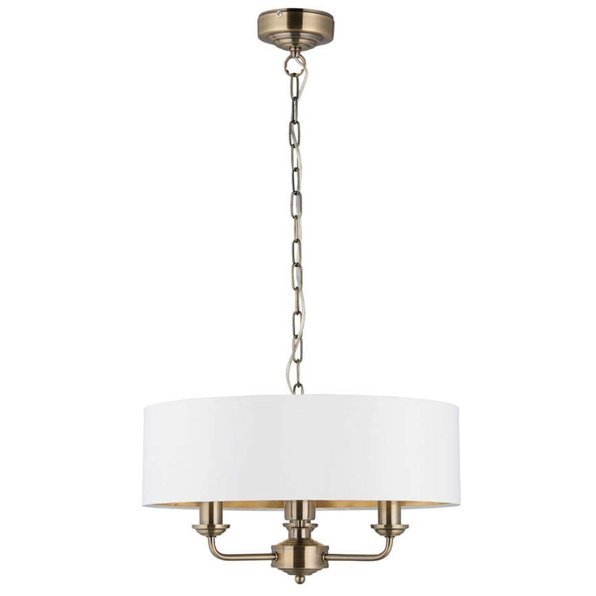 Endon 98934 - Hanglamp aan een ketting HIGHCLERE 3xE14/40W/230V wit/messing