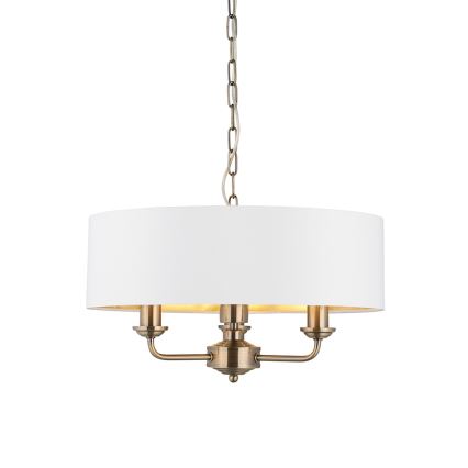 Endon 98934 - Hanglamp aan een ketting HIGHCLERE 3xE14/40W/230V wit/messing