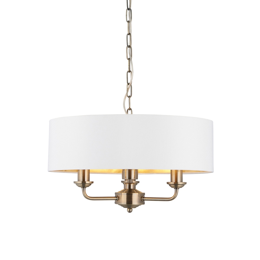 Endon 98934 - Hanglamp aan een ketting HIGHCLERE 3xE14/40W/230V wit/messing