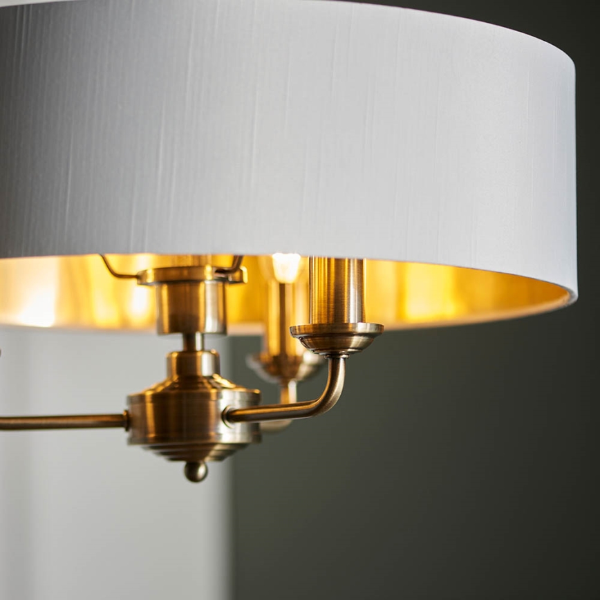 Endon 98934 - Hanglamp aan een ketting HIGHCLERE 3xE14/40W/230V wit/messing