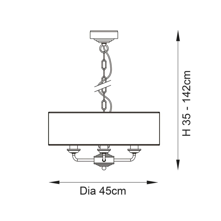 Endon 98934 - Hanglamp aan een ketting HIGHCLERE 3xE14/40W/230V wit/messing