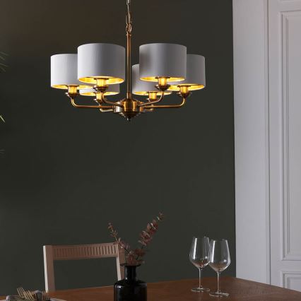 Endon 98936 - Hanglamp aan een ketting HIGHCLERE 6xE14/28W/230V wit/messing