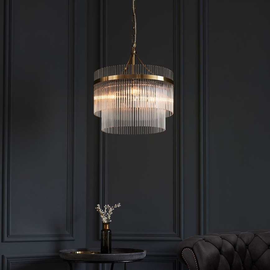 Endon 99167 - Hanglamp aan een ketting MARIETTA 3xE14/7W/230V messing/doorzichtig