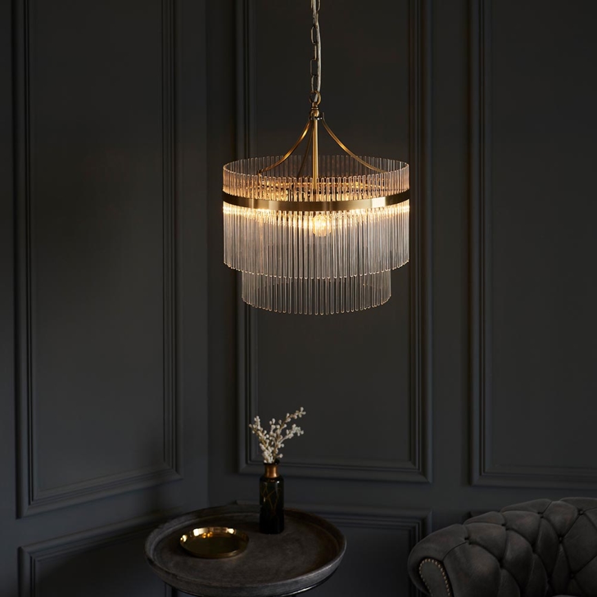 Endon 99167 - Hanglamp aan een ketting MARIETTA 3xE14/7W/230V messing/doorzichtig