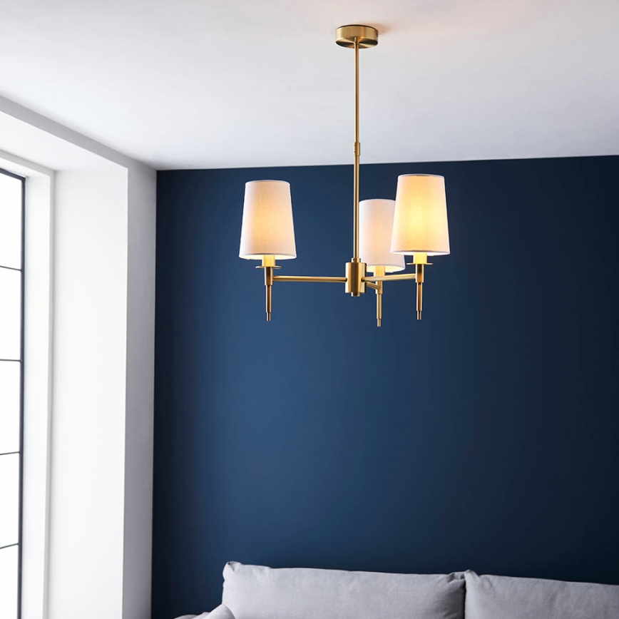 Endon 99456 - hanglamp met stang 3xE14/6W/230V goud/wit