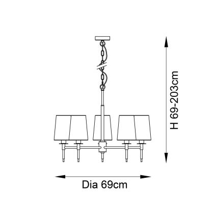 Endon 99457 - Kroonluchter met ketting 5xE14/6W/230V glanzend chroom/wit