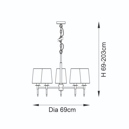Endon 99458 - Kroonluchter aan ketting 5xE14/6W/230V goud/wit