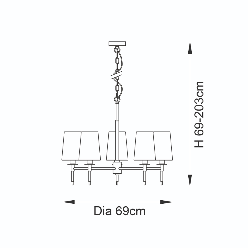 Endon 99458 - Kroonluchter aan ketting 5xE14/6W/230V goud/wit