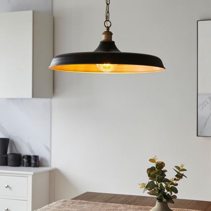 Endon 99998 - Hanglamp aan ketting SABIAN 1xE27/10W/230V zwart/goud