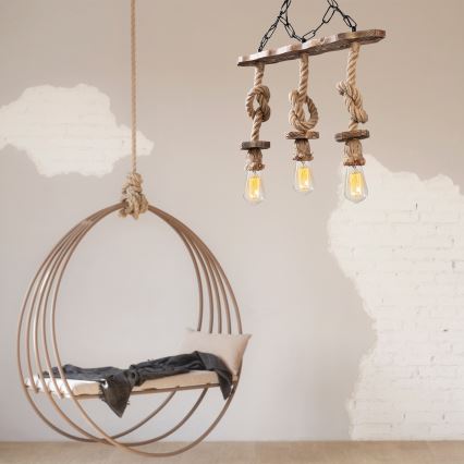EREBOS Hanglamp 3xE27/40W/230V bruin