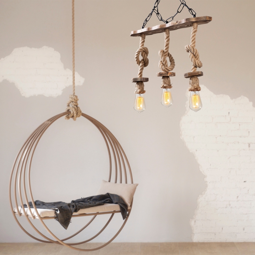 EREBOS Hanglamp 3xE27/40W/230V bruin