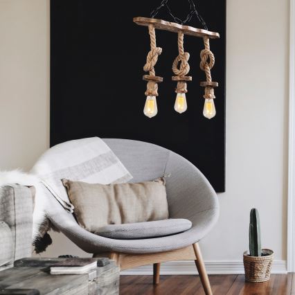 EREBOS Hanglamp 3xE27/40W/230V bruin
