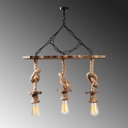 EREBOS Hanglamp 3xE27/40W/230V bruin