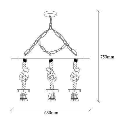 EREBOS Hanglamp 3xE27/40W/230V bruin