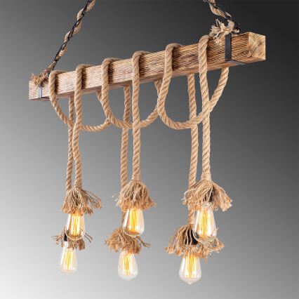 EREBOS hanglamp 6xE27/40W/230V bruin