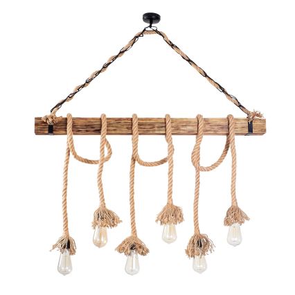 EREBOS hanglamp 6xE27/40W/230V bruin
