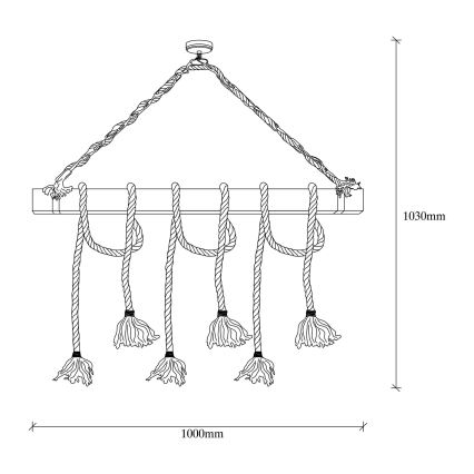 EREBOS hanglamp 6xE27/40W/230V bruin
