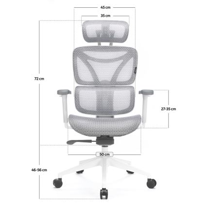 Ergonomische bureaustoel LEVANO grijs/wit/zwart