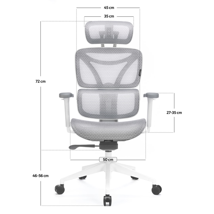 Ergonomische bureaustoel LEVANO grijs/wit/zwart