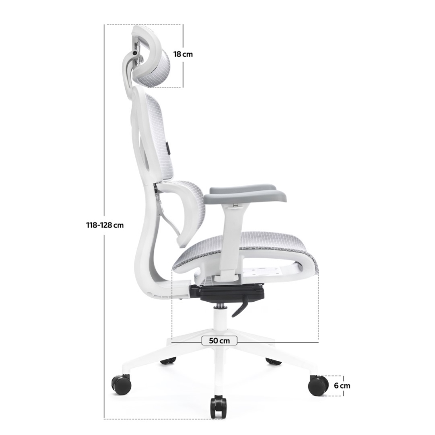 Ergonomische bureaustoel LEVANO grijs/wit/zwart