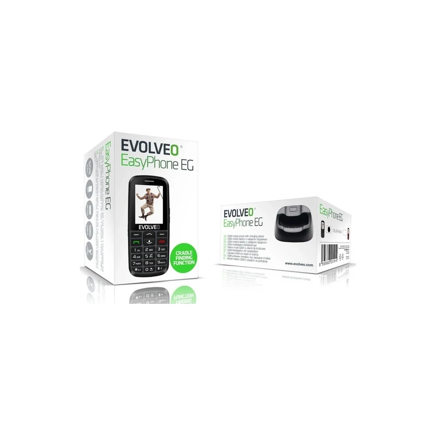Evolveo - EasyPhone EG 2G zwarte mobiele telefoon voor senioren