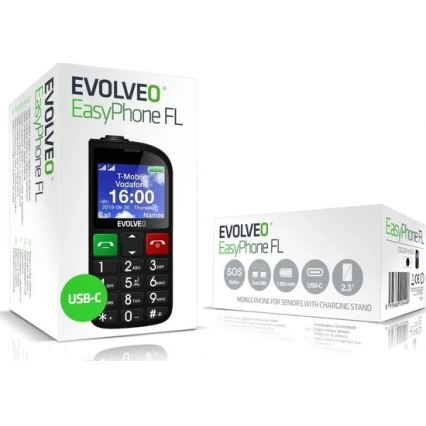 Evolveo - EasyPhone FL, mobiele telefoon voor senioren, zwart