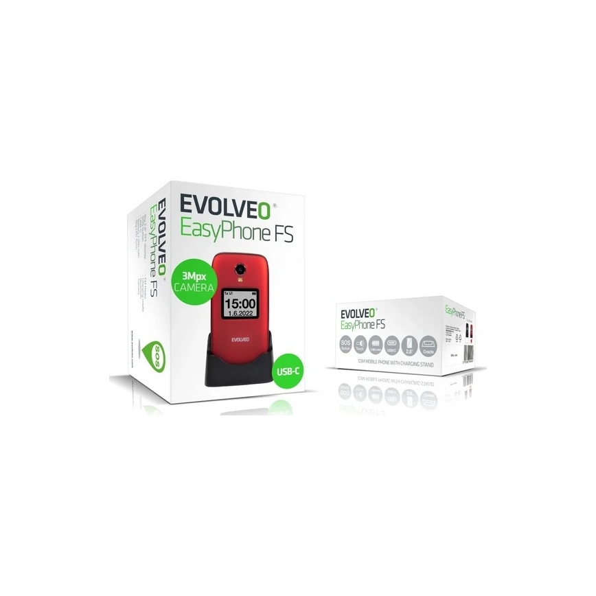 Evolveo - EasyPhone FS, klaptelefoon 2.8 rood