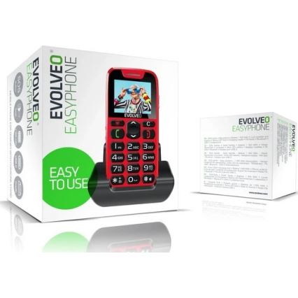 Evolveo - EasyPhone mobiele telefoon voor senioren, rood