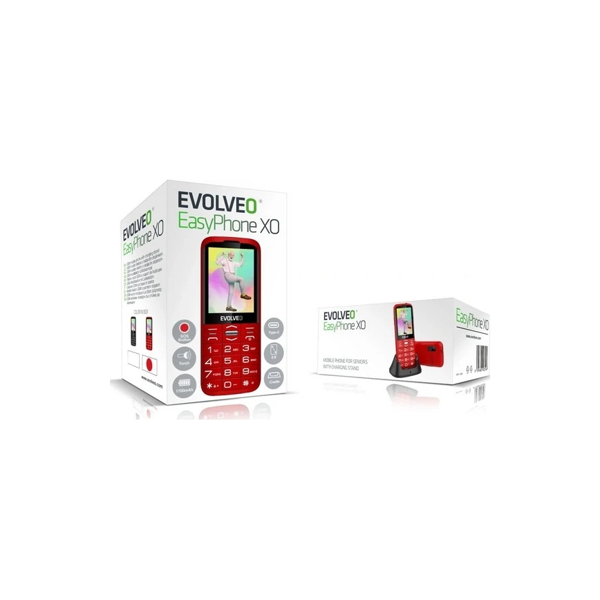 Evolveo - EasyPhone XO, mobiele telefoon voor senioren rood
