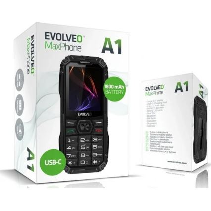Evolveo - MaxPhone A1 Dual SIM knoptelefoon, zwart