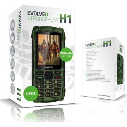 Evolveo - StrongPhone H1, waterdichte Dual SIM-telefoon in jachtcamouflage