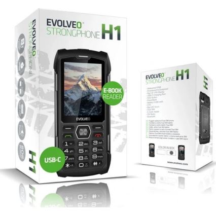 Evolveo - StrongPhone H1, waterdichte Dual SIM-telefoon, zwart-zilver