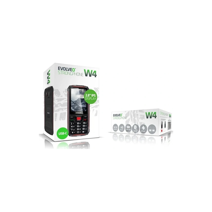 Evolveo - StrongPhone W4, waterdichte Dual SIM-telefoon, zwart-rood