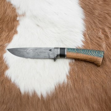 Exclusief Damascus-mes 12,7 cm eiken/ebbehout