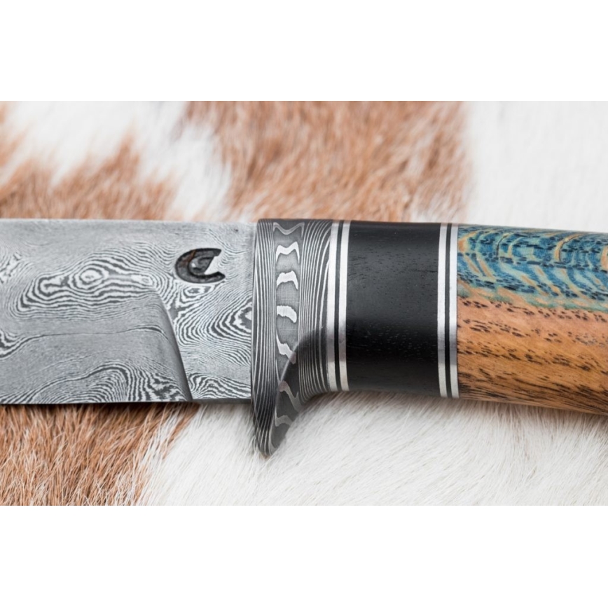 Exclusief Damascus-mes 12,7 cm eiken/ebbehout