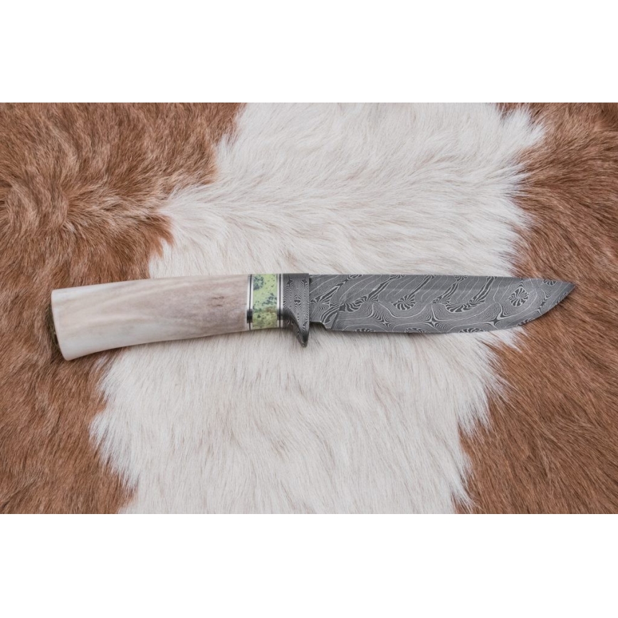 Exclusief Damascus-mes 13 cm serpentijn/rendier gewei
