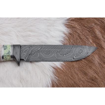 Exclusief Damascus-mes 13 cm serpentijn/rendier gewei