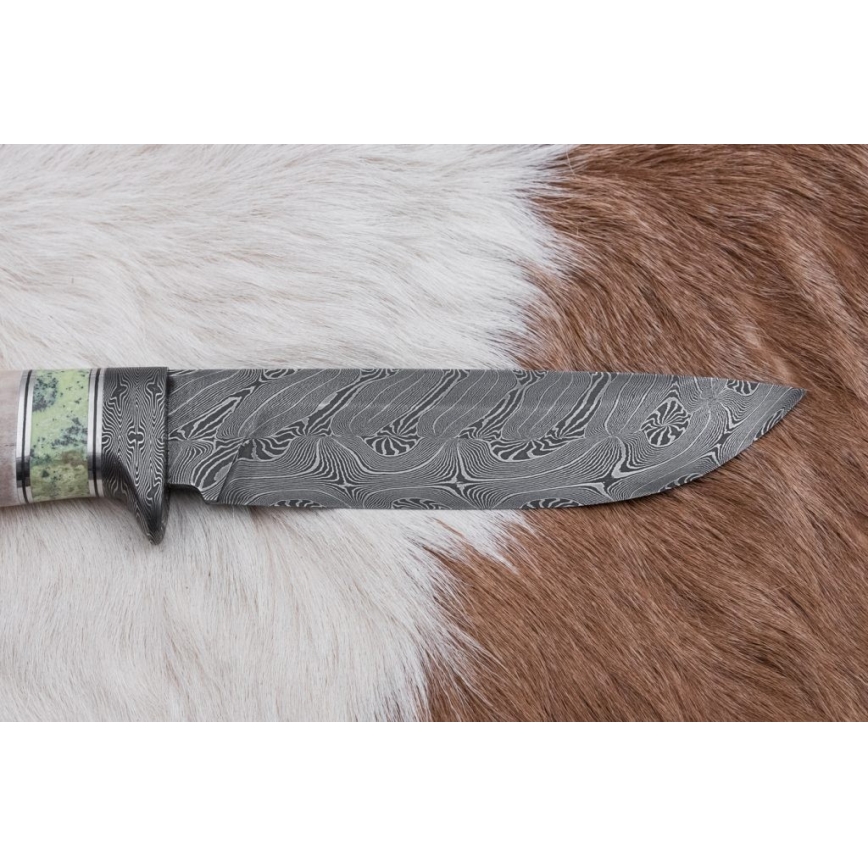Exclusief Damascus-mes 13 cm serpentijn/rendier gewei