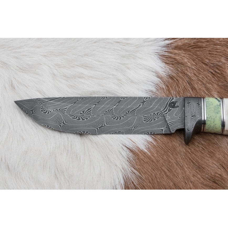 Exclusief Damascus-mes 13 cm serpentijn/rendier gewei