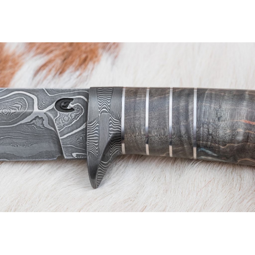 Exclusief Damascus-mes 14 cm essehout
