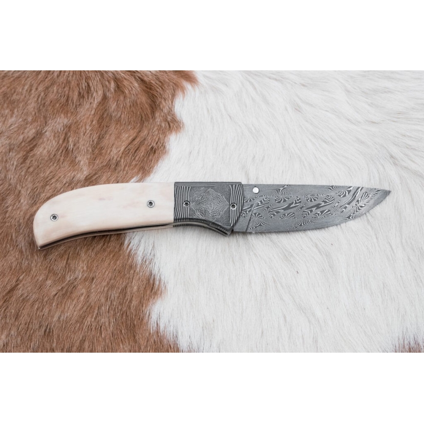 Exclusief opvouwbaar Damastmes 8,6 cm mammoet slagtand