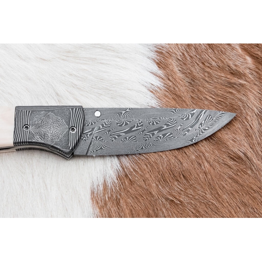 Exclusief opvouwbaar Damastmes 8,6 cm mammoet slagtand