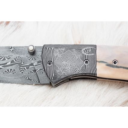 Exclusief opvouwbaar Damastmes 8,6 cm mammoet slagtand