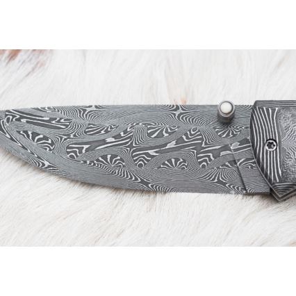 Exclusief opvouwbaar Damastmes 8,6 cm mammoet slagtand