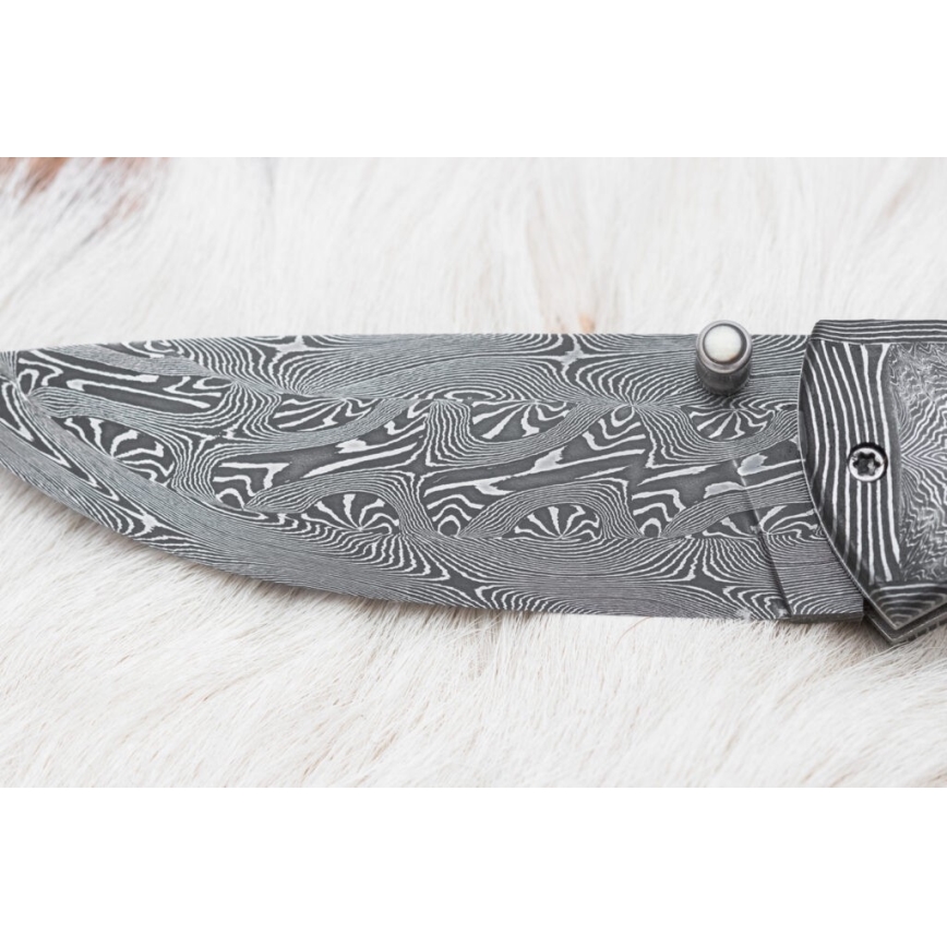 Exclusief opvouwbaar Damastmes 8,6 cm mammoet slagtand