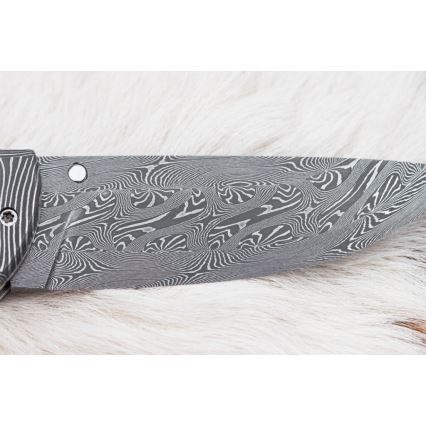 Exclusief opvouwbaar Damastmes 8,6 cm mammoet slagtand