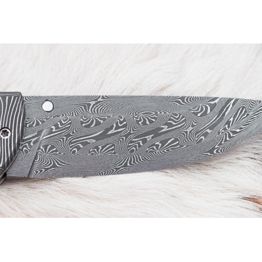 Exclusief opvouwbaar Damastmes 8,6 cm mammoet slagtand