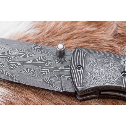 Exclusief opvouwbaar Damastmes 8,6 cm mammoet slagtand